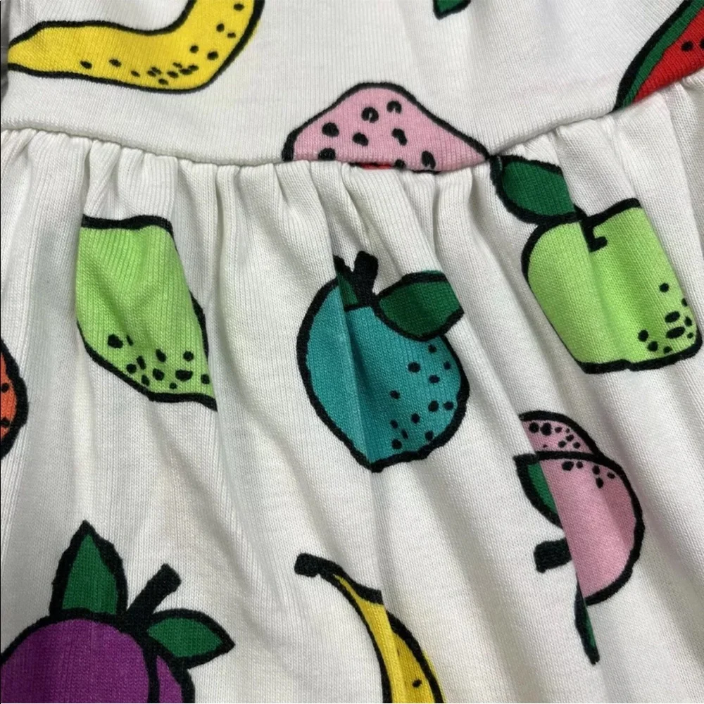 Hanna Andersson Girls White Multicolored Fruit Tank Dress 120 6-7